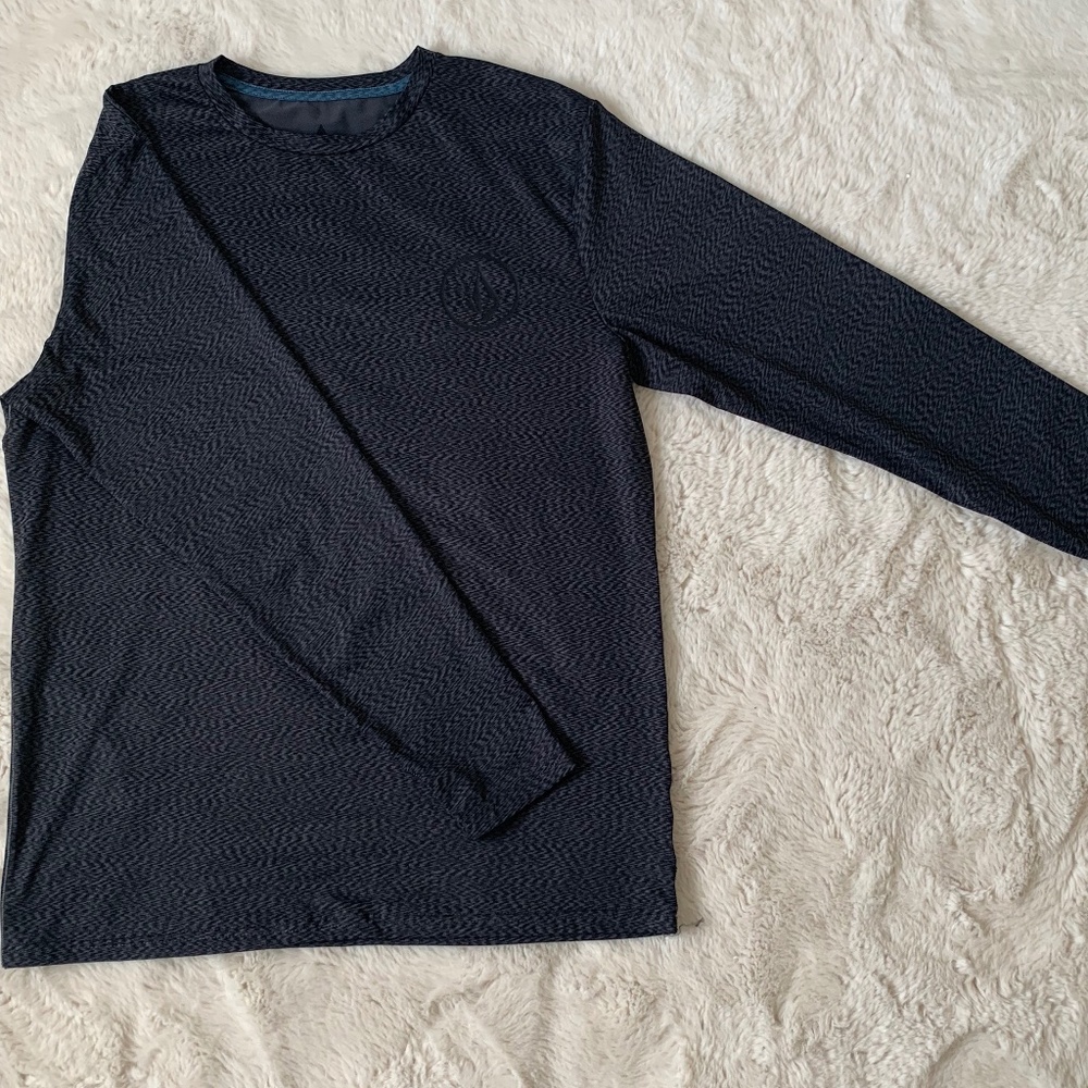 Grey and Black Volcom Men's Long Sleeve Rash Guard